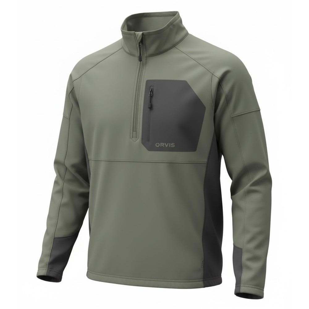 Orvis PRO LT Quarter Zip Pullover Mens Small Olive Green Fishing Hiking Jacket